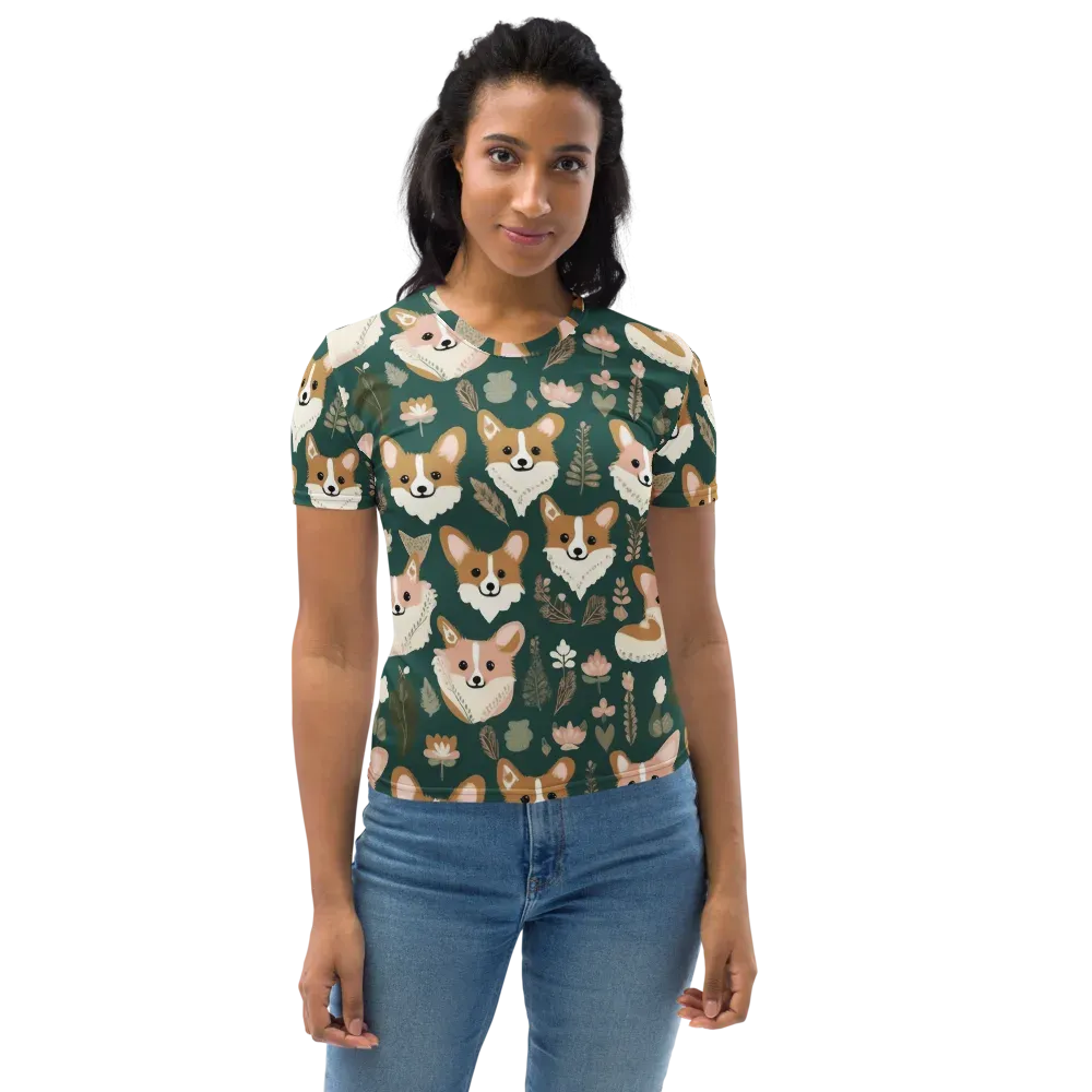 Corgi Cottage on Women's Crew Neck T-Shirt — Front
