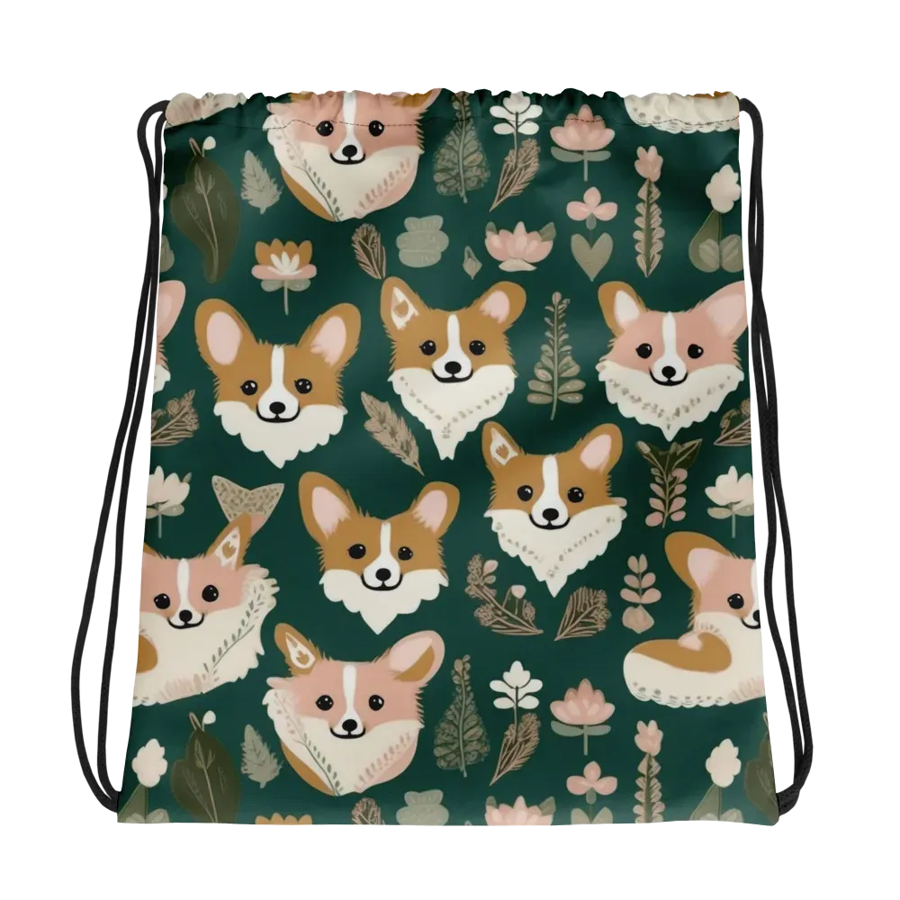 Corgi Cottage on Drawstring Bag — Photo