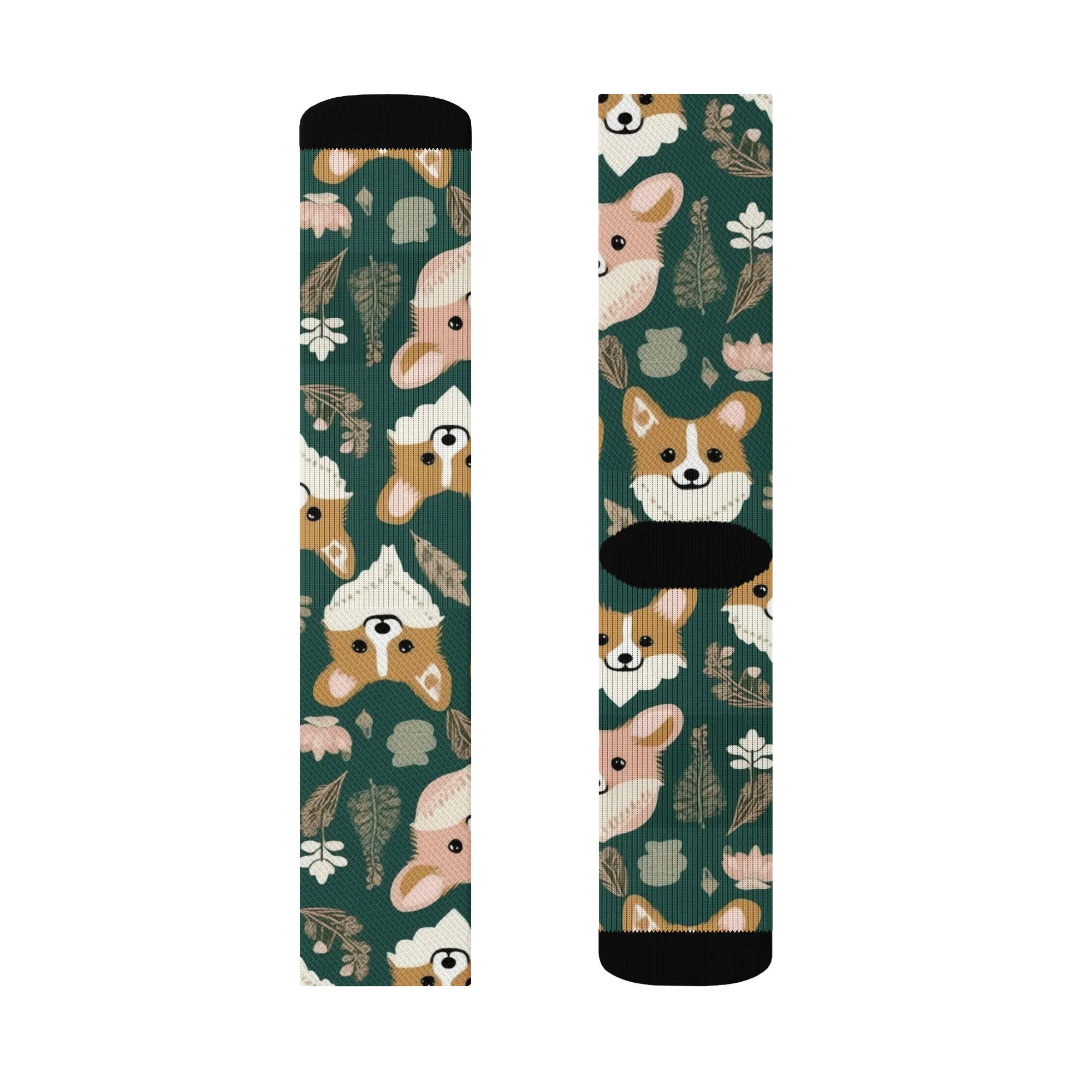 Corgi Cottage on Socks — Left Sock
