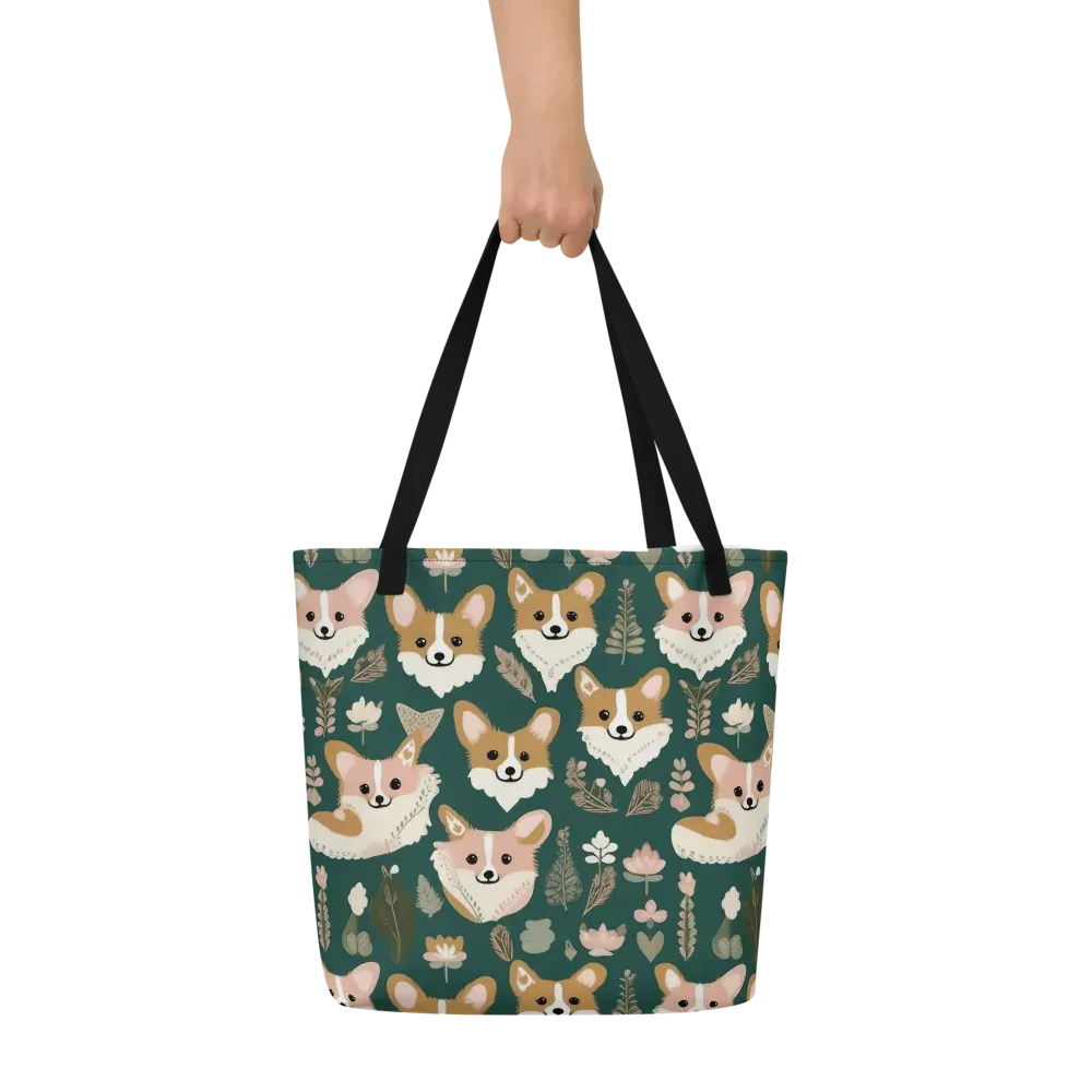 Corgi Cottage on Large Tote Bag W/ Pocket — Front