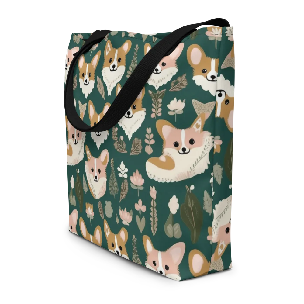 Corgi Cottage on Large Tote Bag W/ Pocket — Front