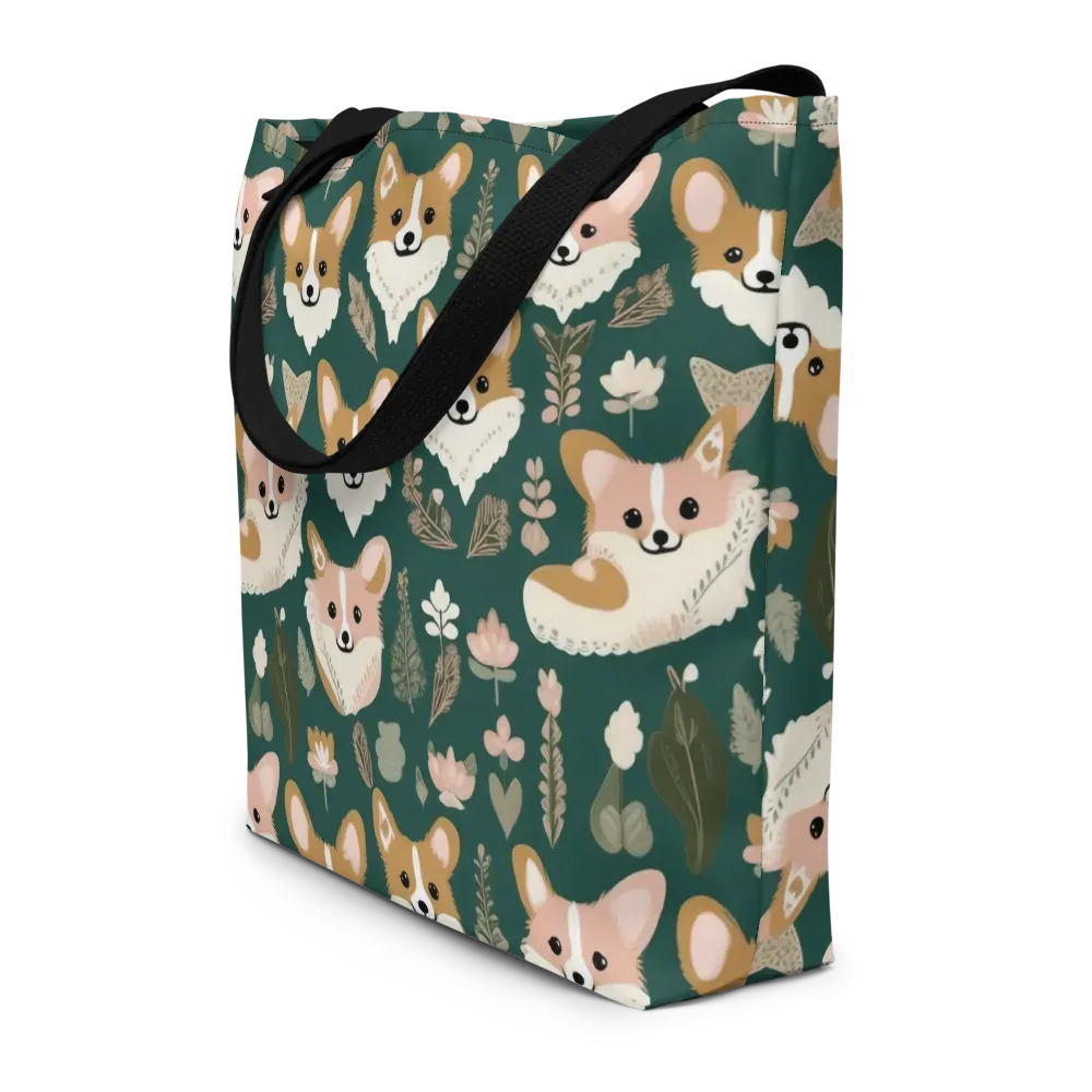 Corgi Cottage on Large Tote Bag W/ Pocket — Front
