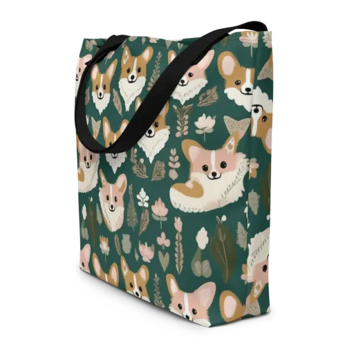 Corgi Cottage on a Large Tote Bag W/ Pocket
