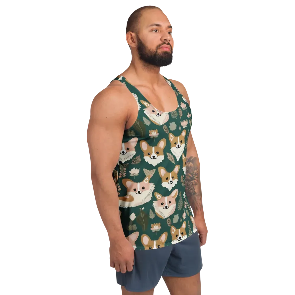 Corgi Cottage on Men's Tank Top — Right Front