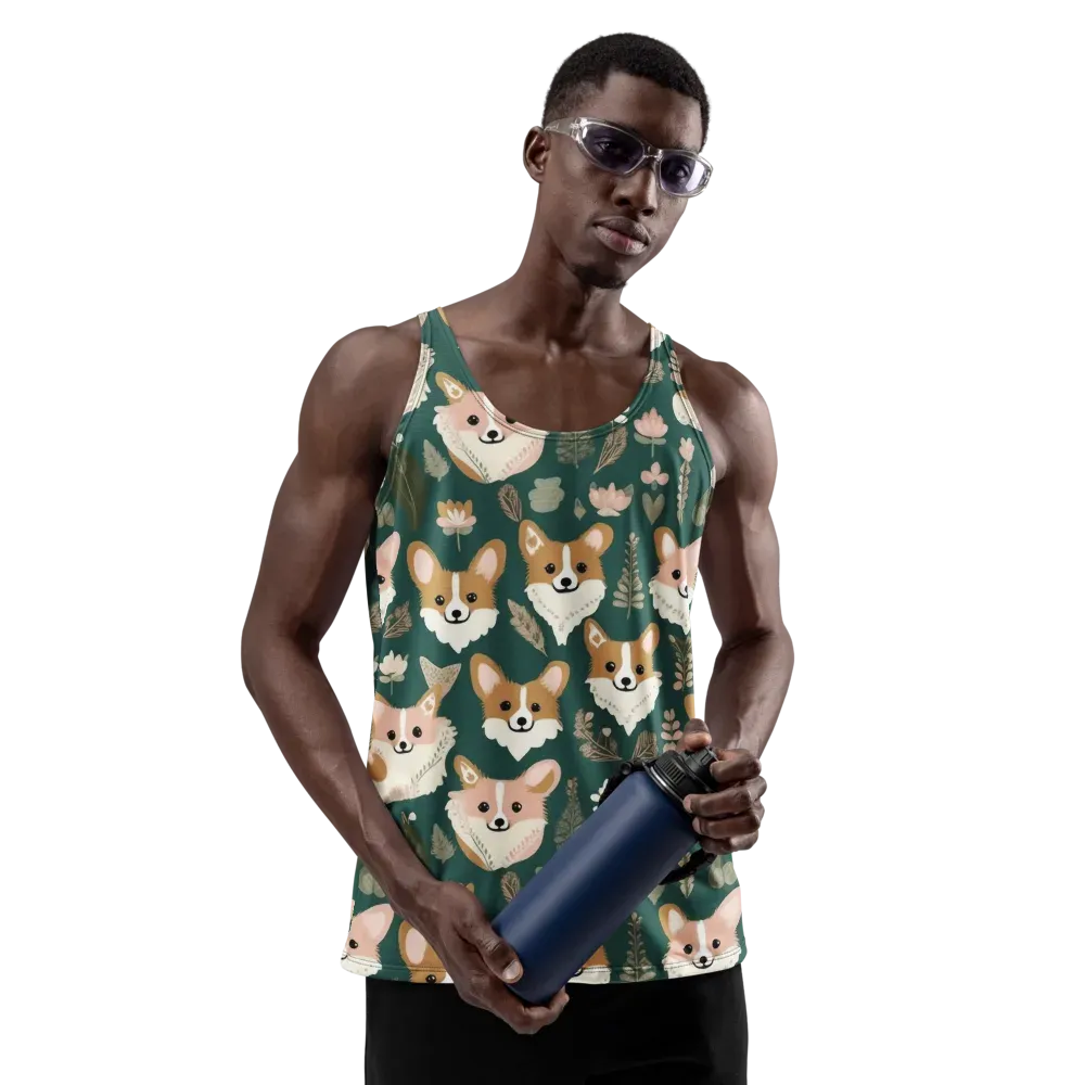 Corgi Cottage on Men's Tank Top — Front