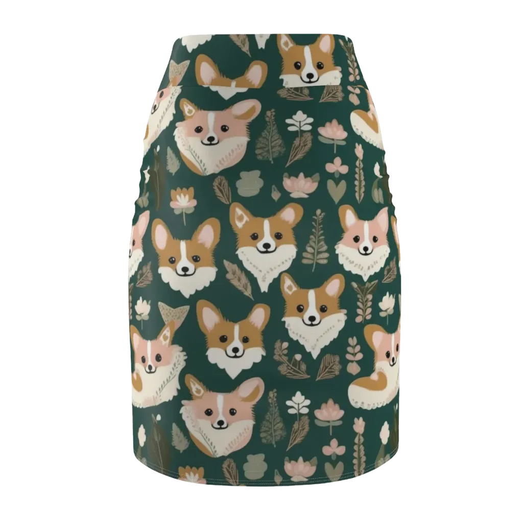 Corgi Cottage on Pencil Skirt — Back