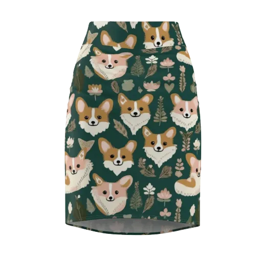 Corgi Cottage on a Pencil Skirt