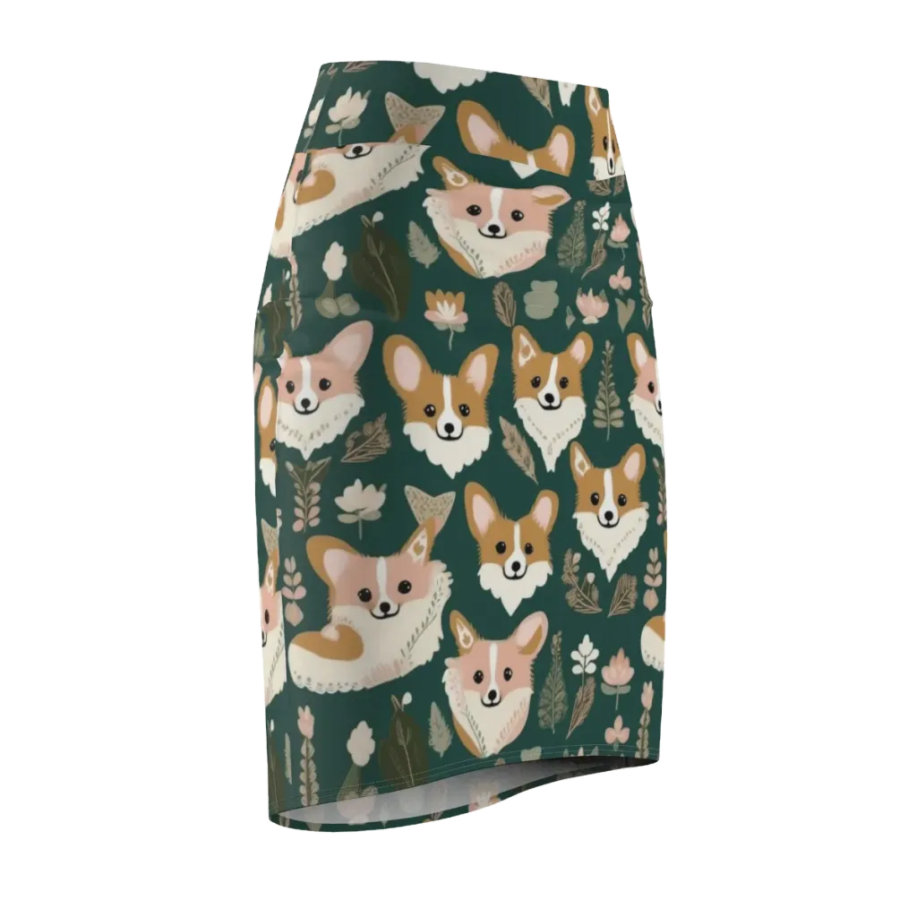 Corgi Cottage on Pencil Skirt — Front Side