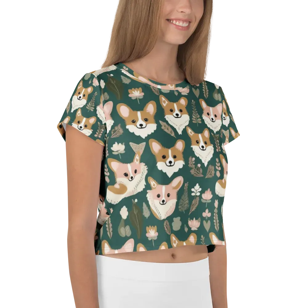 Corgi Cottage on Crop Tee — Right