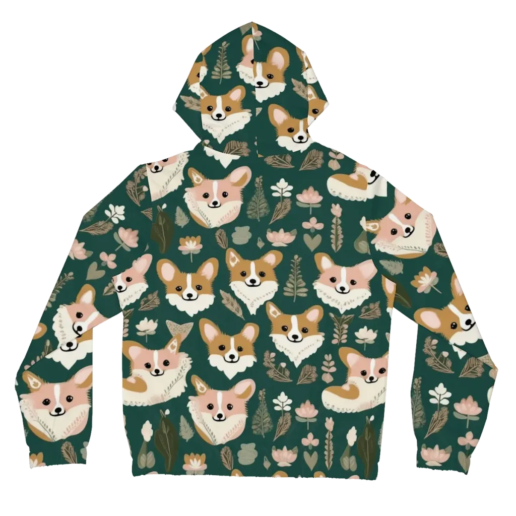 Corgi Cottage on Women's Full-Zip Hoodie — Back