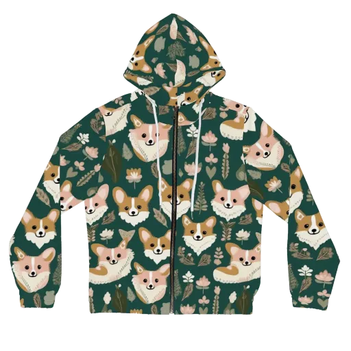 Corgi Cottage on a Women's Full-Zip Hoodie