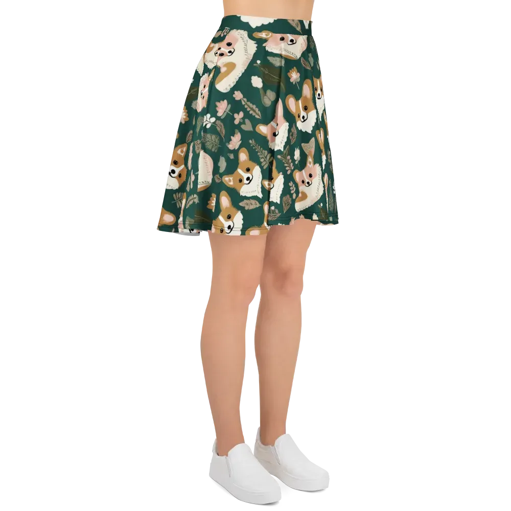 Corgi Cottage on Skater Skirt — Right