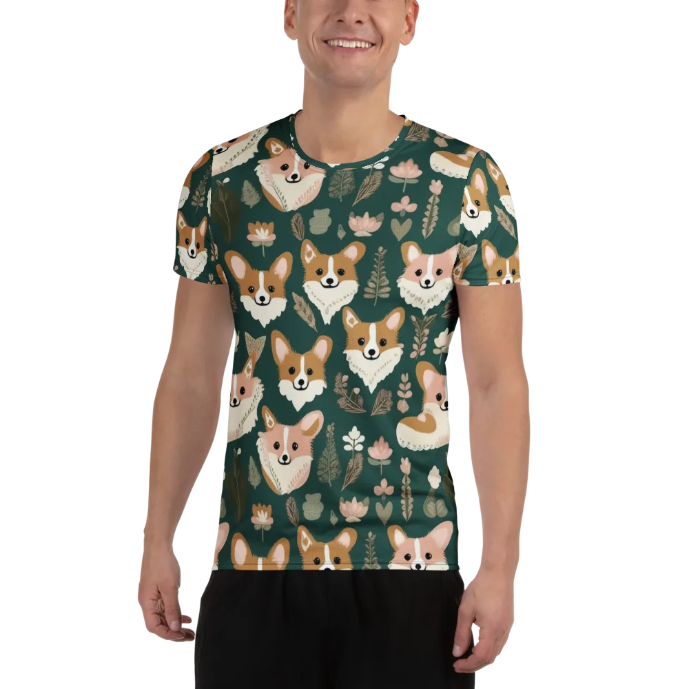 Corgi Cottage on Men's Athletic T-Shirt — Front