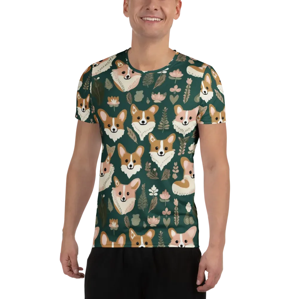 Corgi Cottage on Men's Athletic T-Shirt — Front