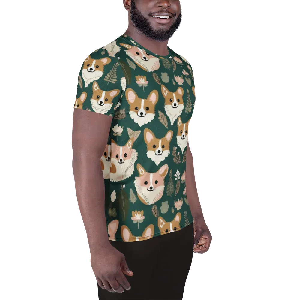 Corgi Cottage on Men's Athletic T-Shirt — Right
