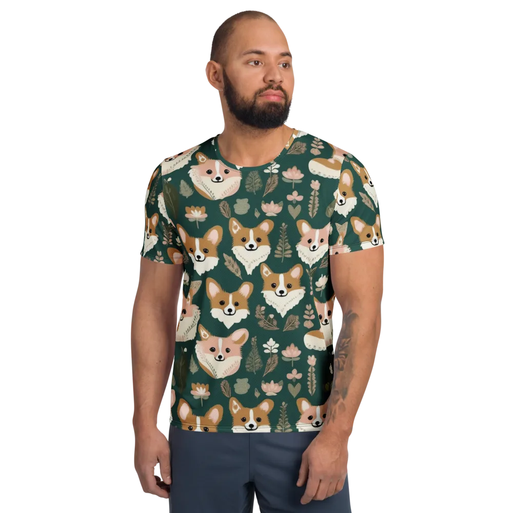 Corgi Cottage on Men's Athletic T-Shirt — Front