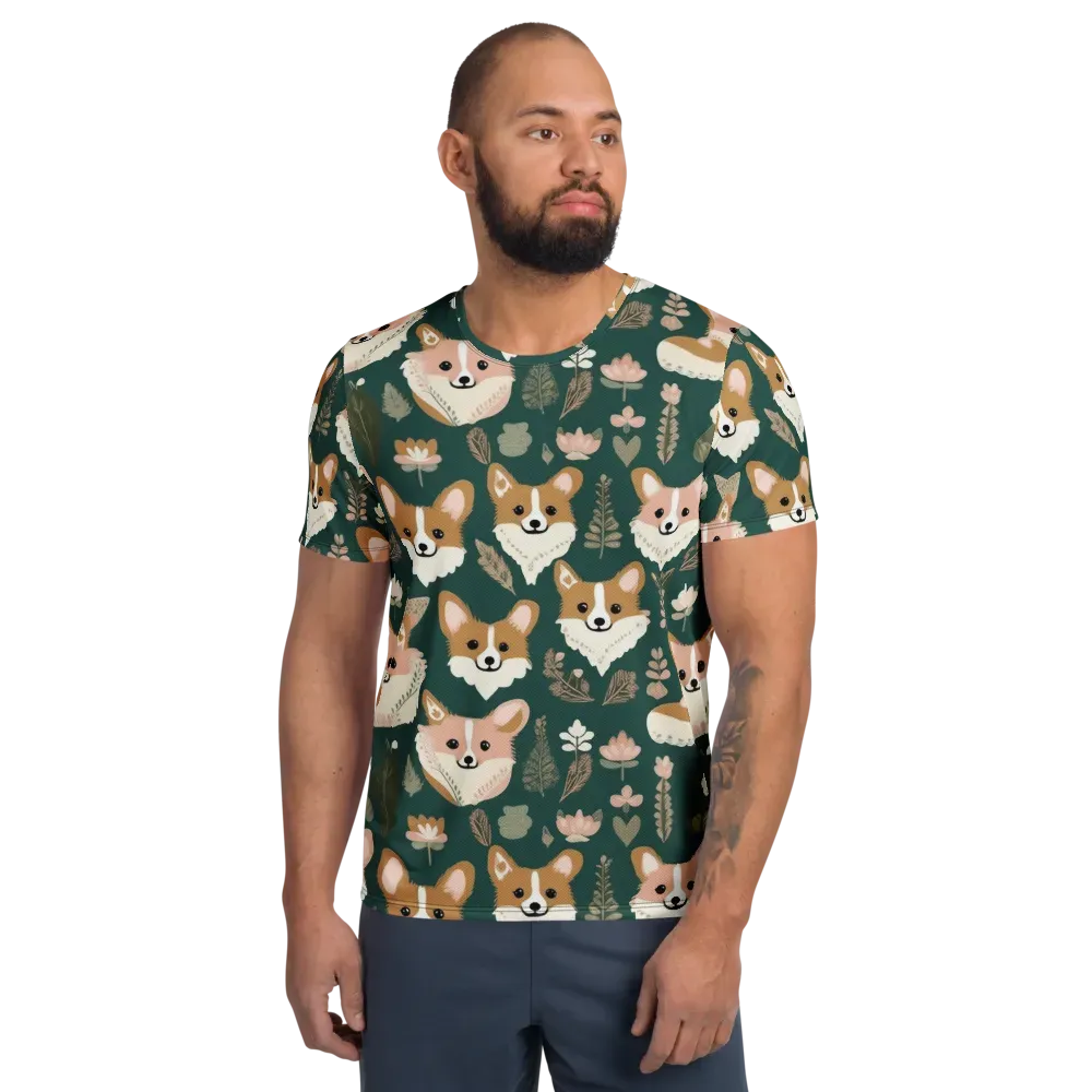 Corgi Cottage on Men's Athletic T-Shirt — Front