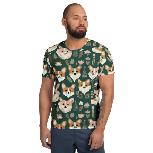 Corgi Cottage on a Men's Athletic T-Shirt
