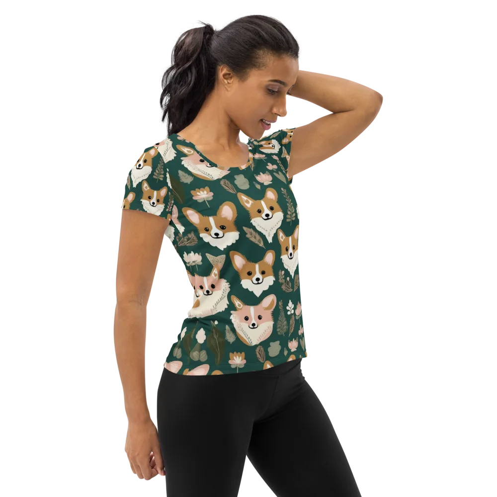 Corgi Cottage on Women's Athletic T-Shirt — Right