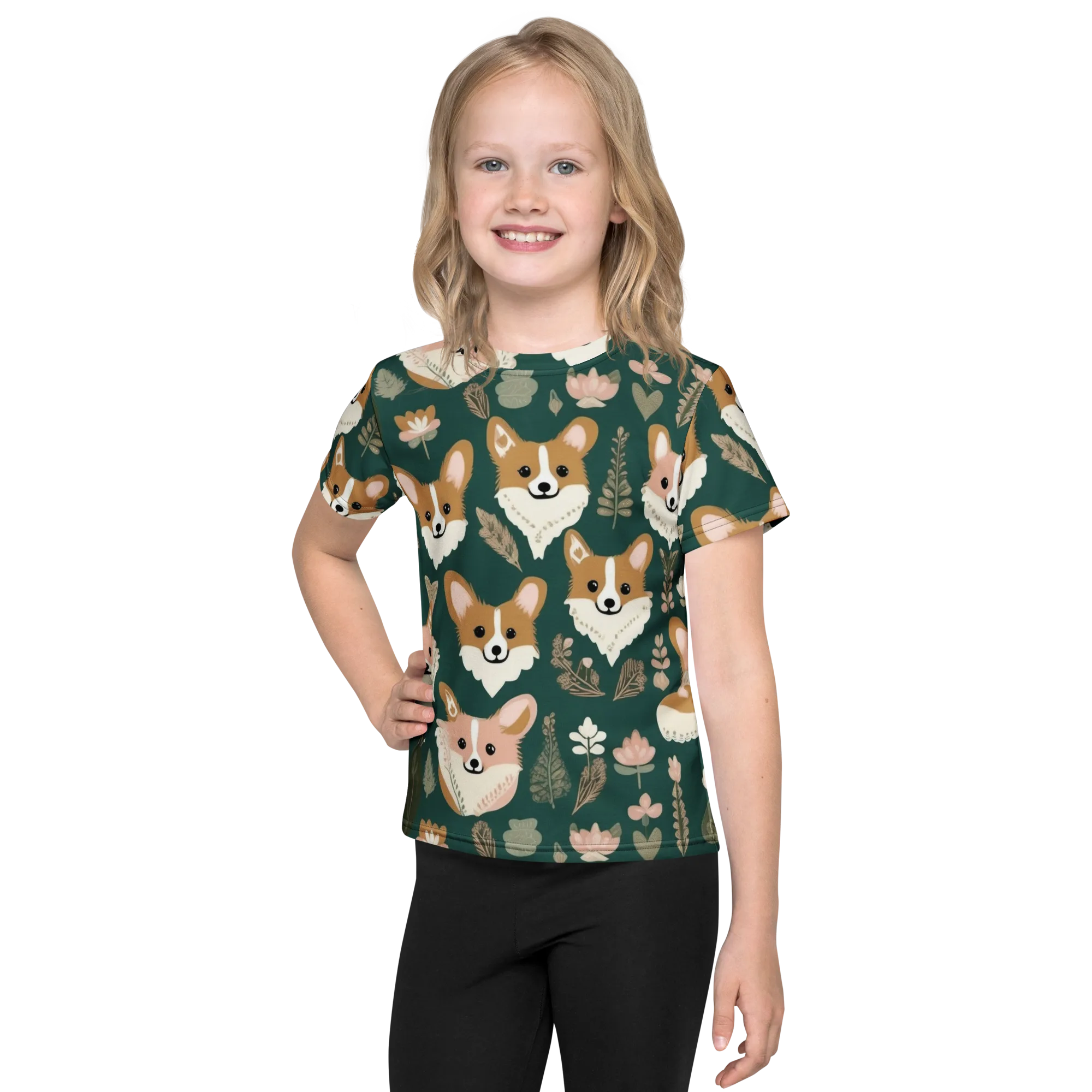 Corgi Cottage on Kids Crew Neck T-Shirt — Front