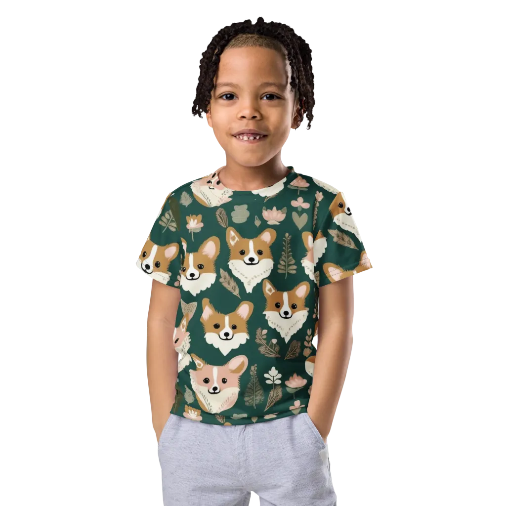 Corgi Cottage on Kids Crew Neck T-Shirt — Front