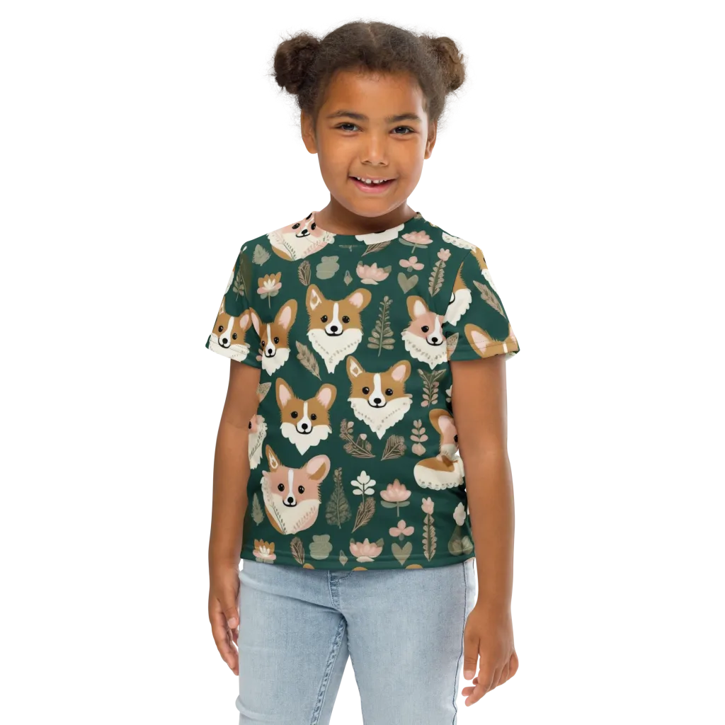 Corgi Cottage on Kids Crew Neck T-Shirt — Front