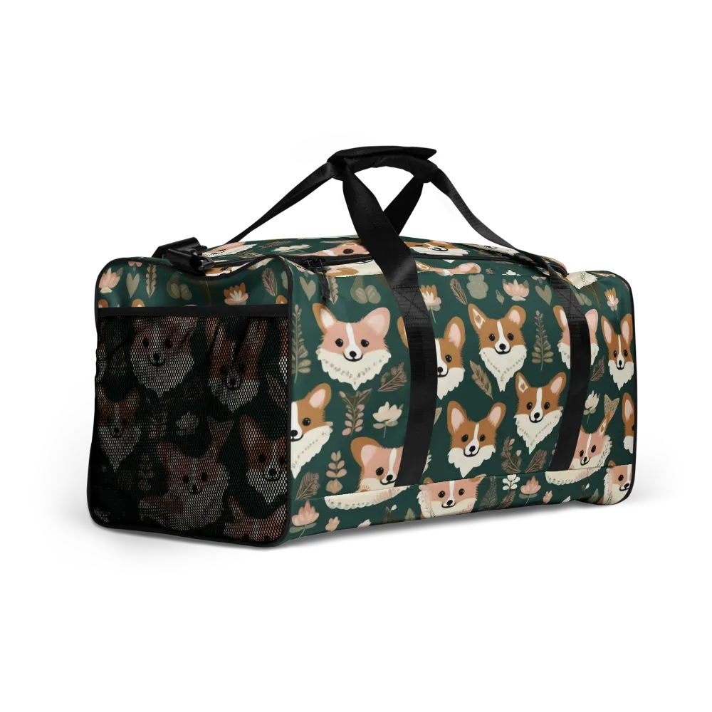 Corgi Cottage on Duffle Bag — Right Front