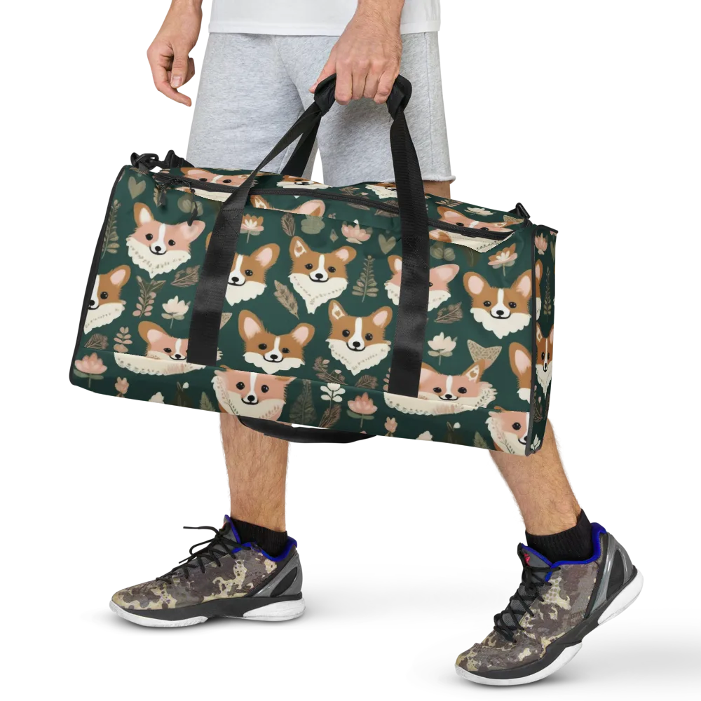 Corgi Cottage on Duffle Bag — Front