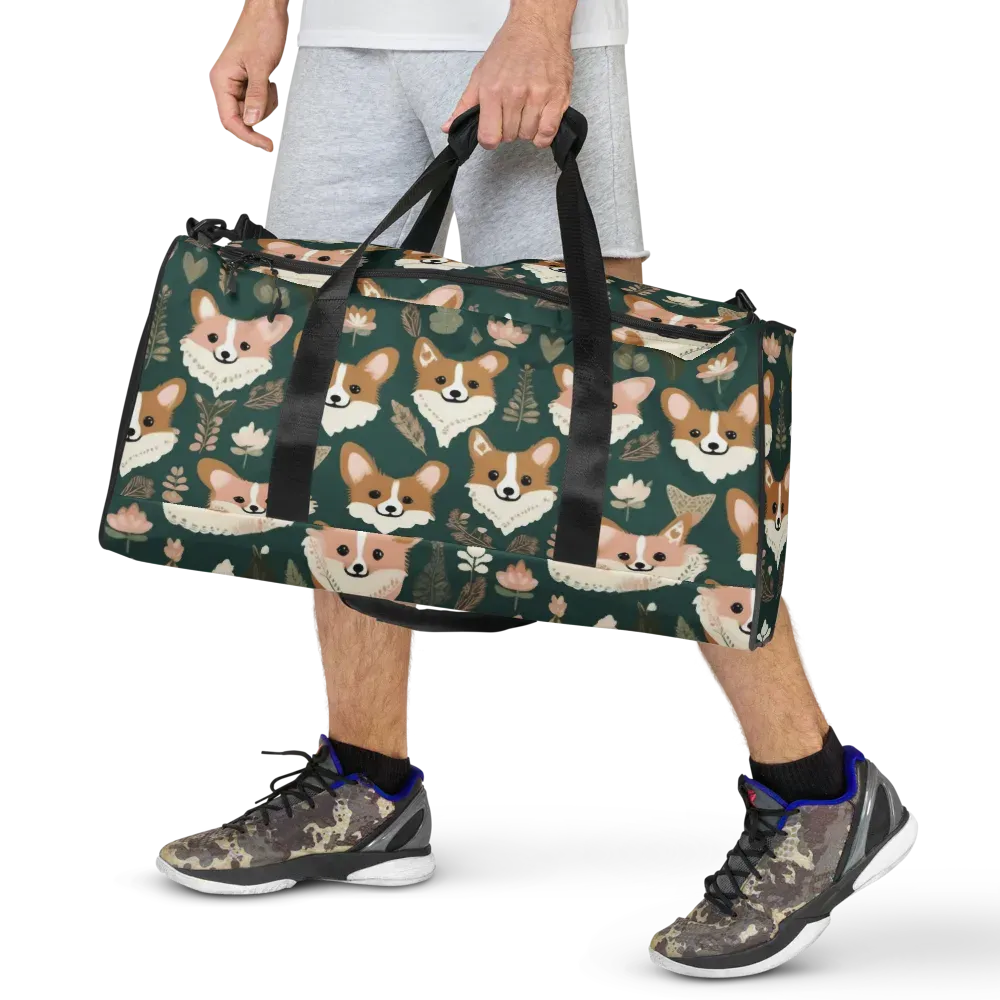 Corgi Cottage on Duffle Bag — Front
