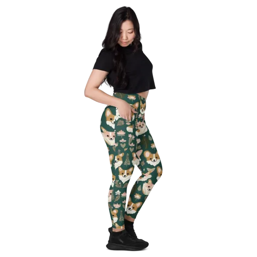 Corgi Cottage on a Leggings with Pockets
