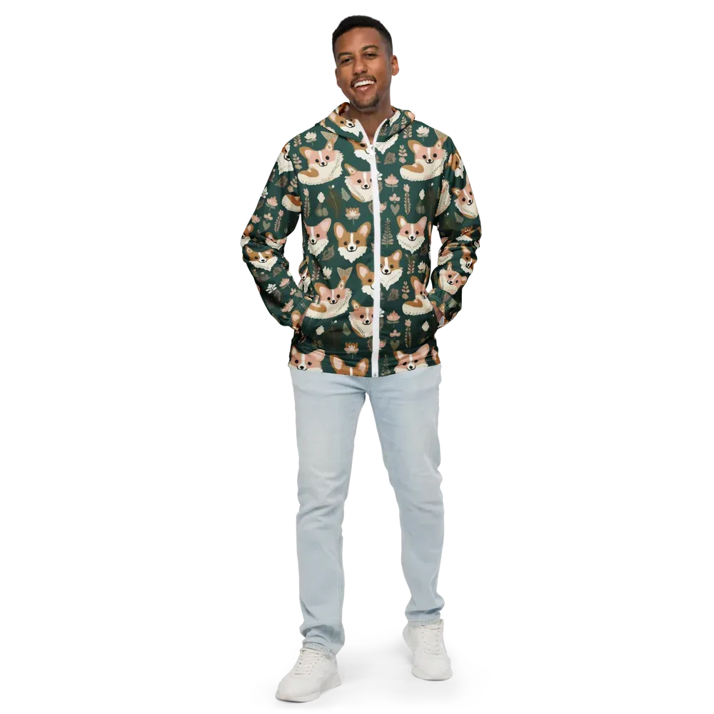 Corgi Cottage on Men's Windbreaker — Front