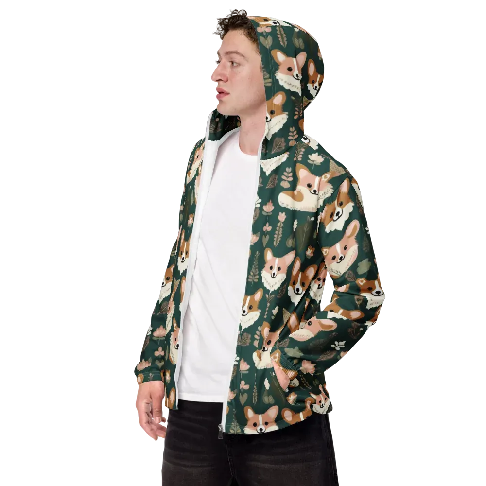 Corgi Cottage on Men's Windbreaker — Left Front