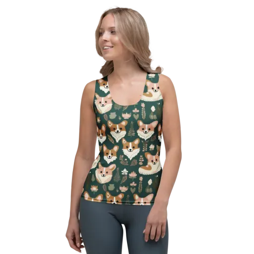 Corgi Cottage on a Women's Tank Top