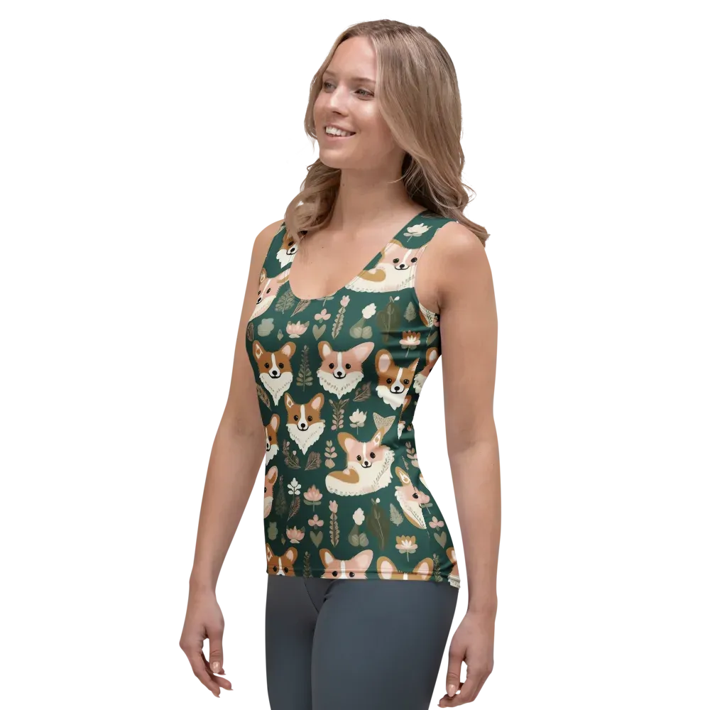 Corgi Cottage on Women's Tank Top — Left Front