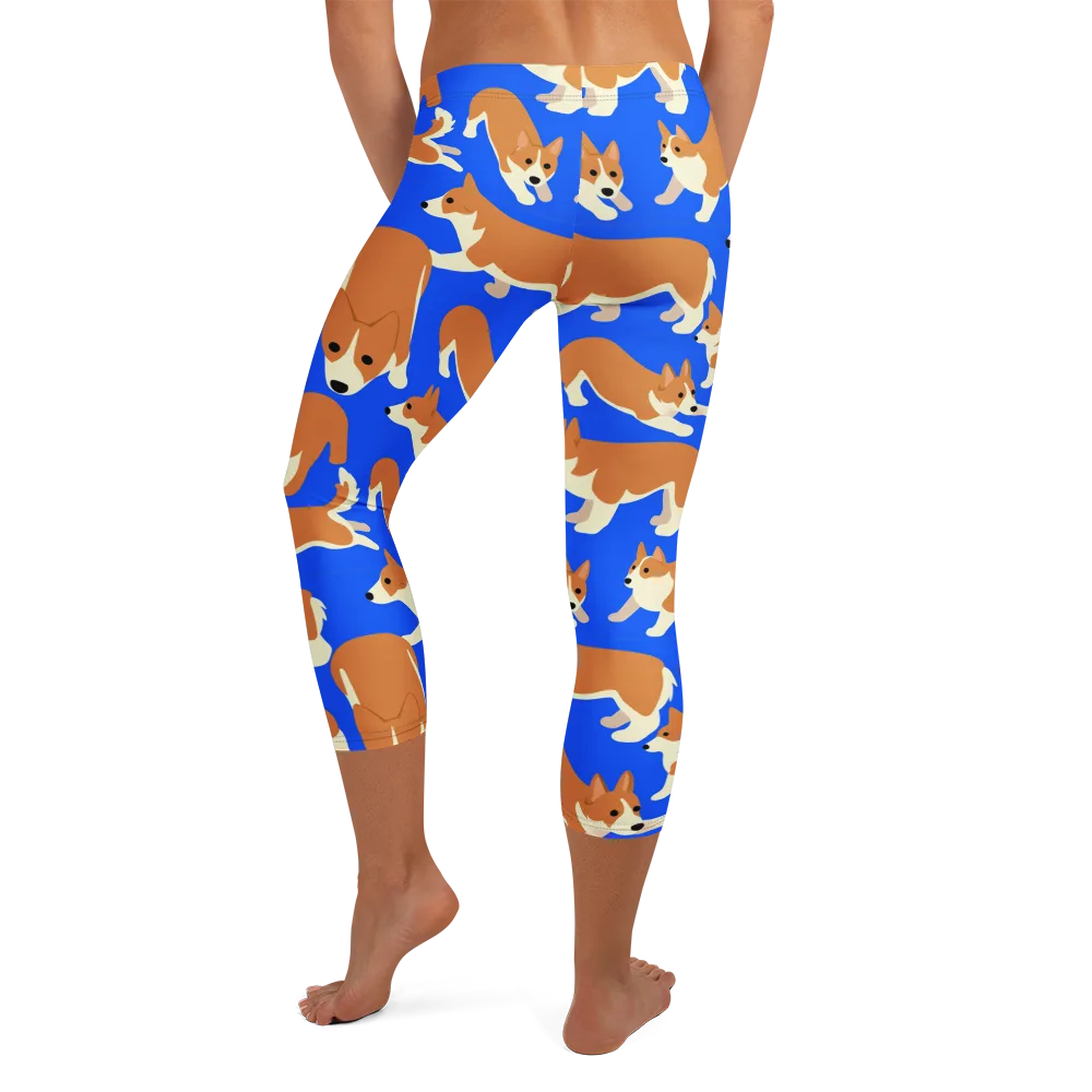 Blue Ribbon Herd on Capri Leggings — Back