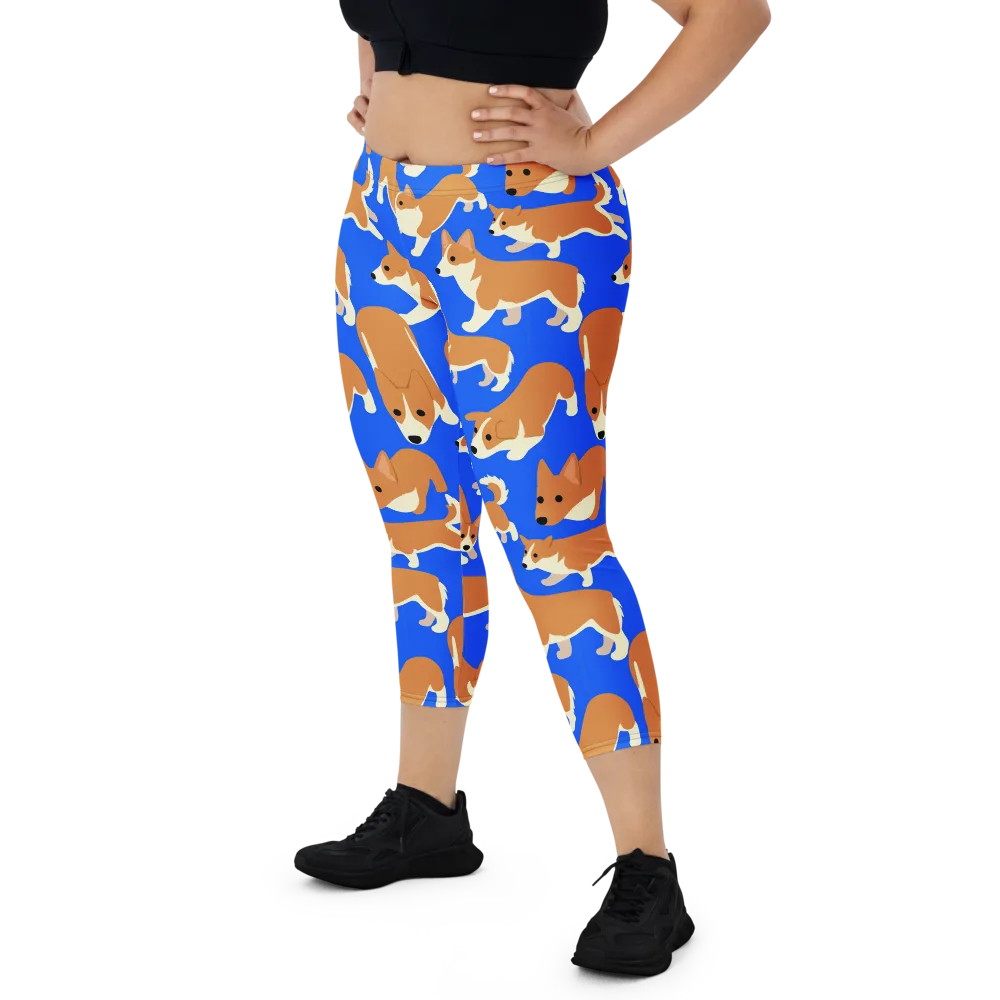 Blue Ribbon Herd on Capri Leggings — Front