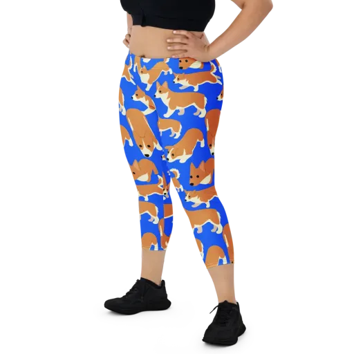 Blue Ribbon Herd on a Capri Leggings