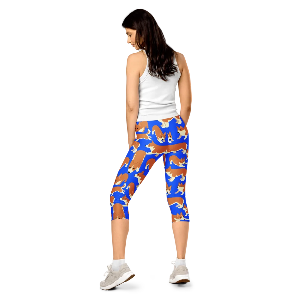 Blue Ribbon Herd on Capri Leggings — Back