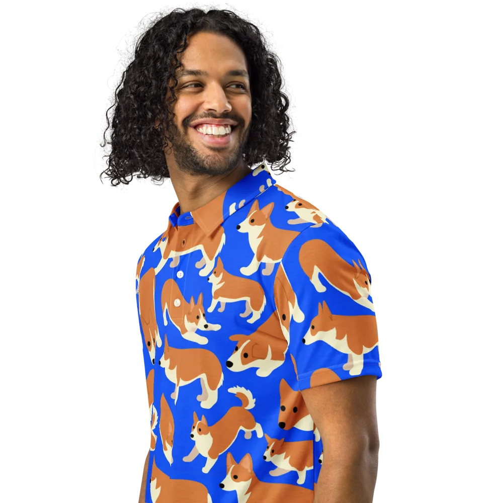 Blue Ribbon Herd on Men's Slim Fit Polo Shirt — Left Front