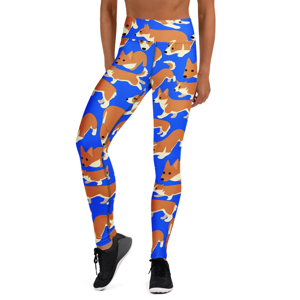 Blue Ribbon Herd on Yoga Leggings — Front