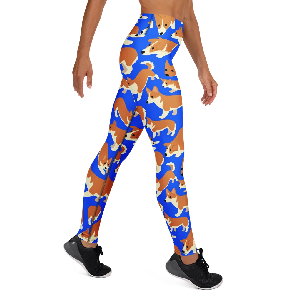 Blue Ribbon Herd on Yoga Leggings — Right