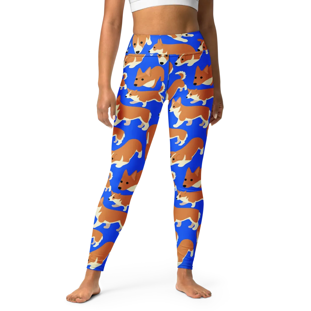 Blue Ribbon Herd on Yoga Leggings — Front