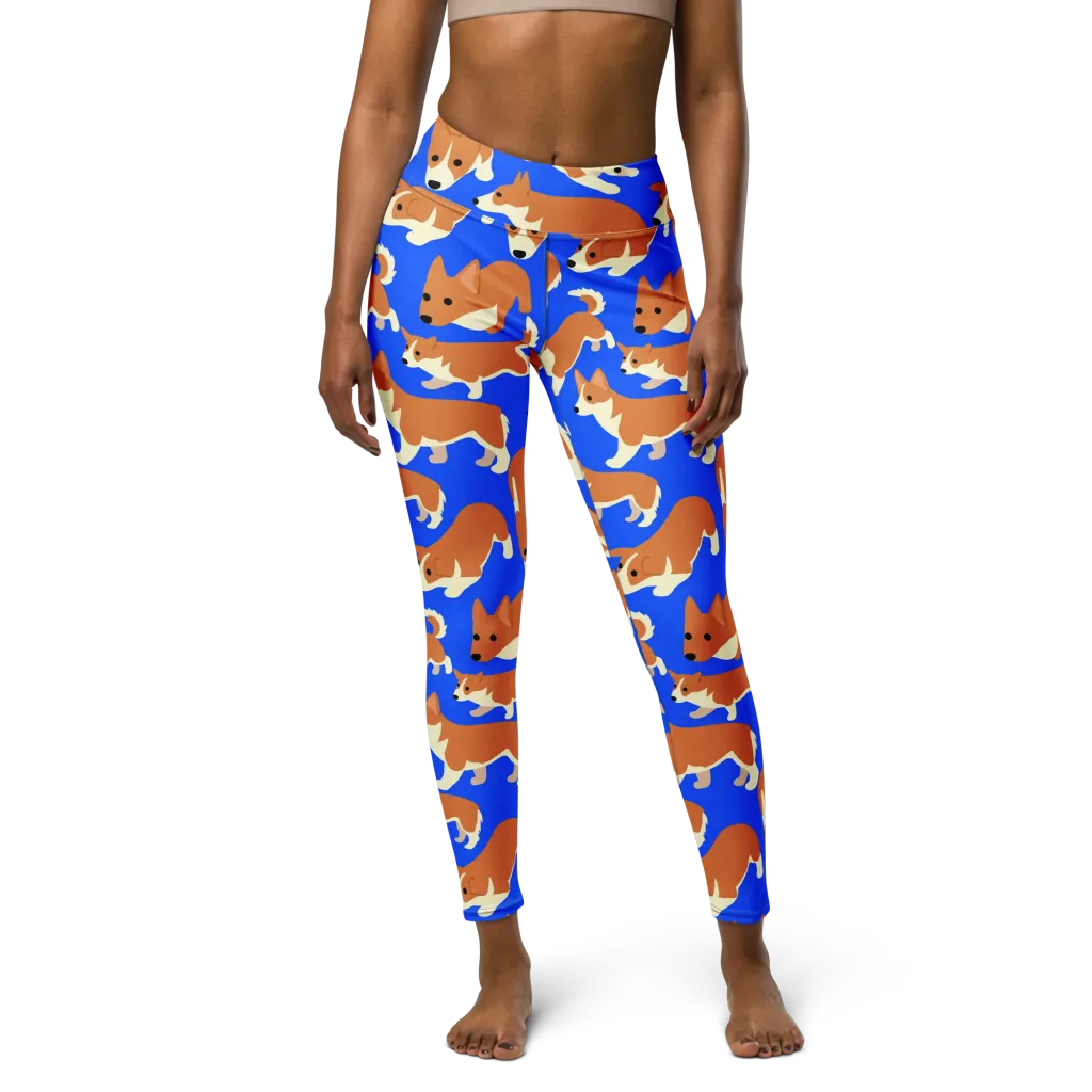 Blue Ribbon Herd on Yoga Leggings — Front