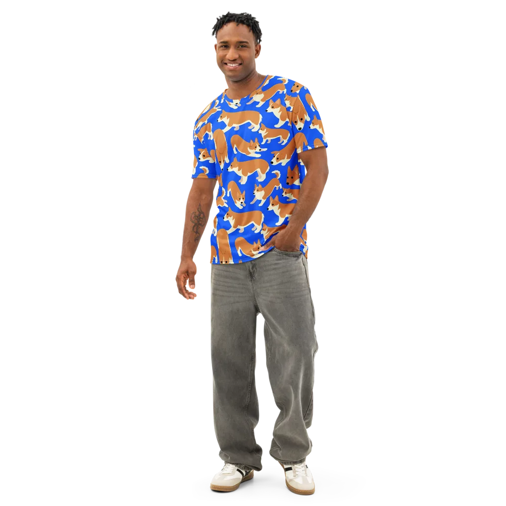 Blue Ribbon Herd on Men's Cotton Crew Neck T-Shirt — Front