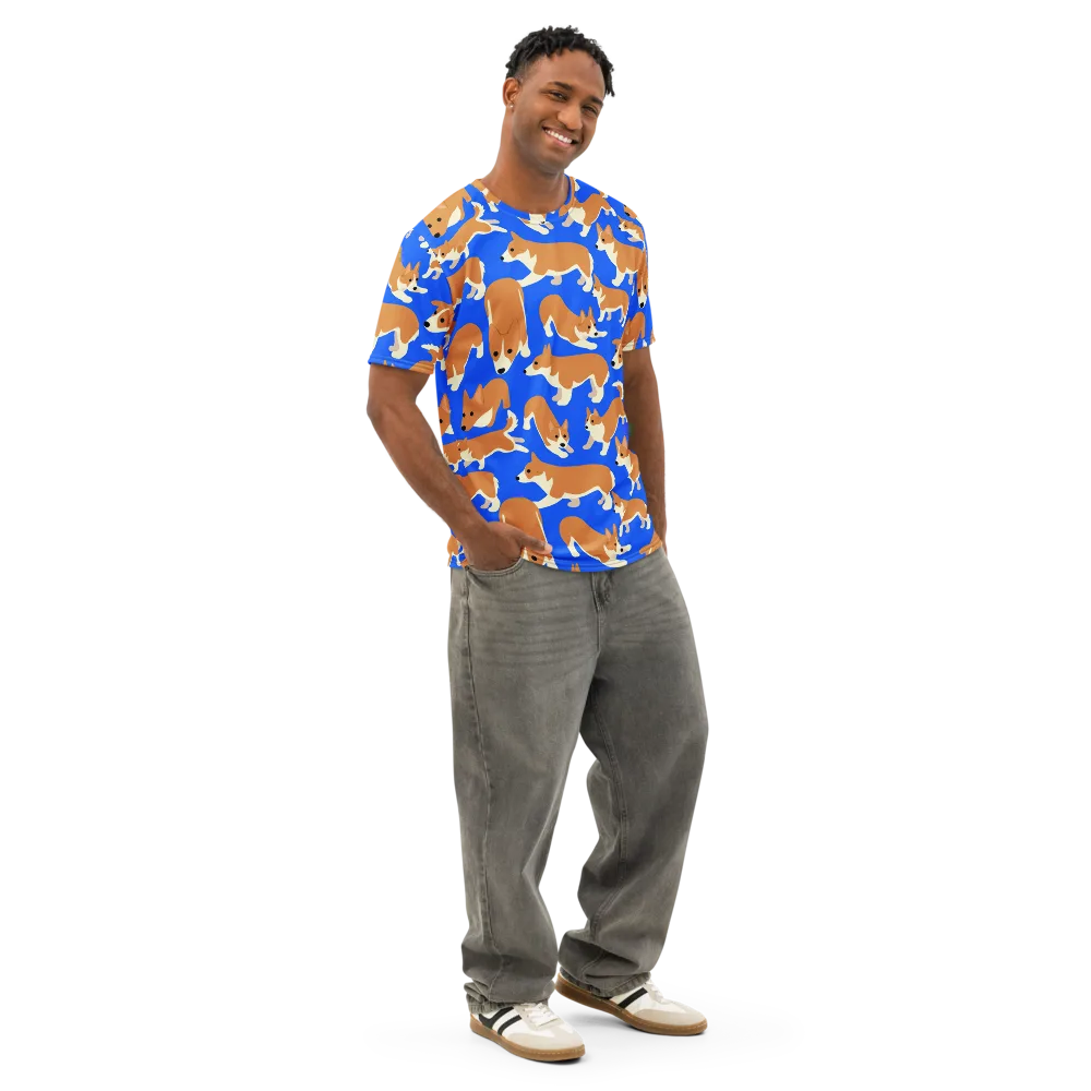 Blue Ribbon Herd on Men's Cotton Crew Neck T-Shirt — Right Front