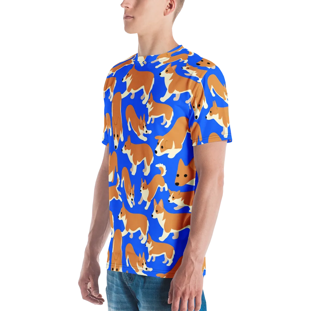Blue Ribbon Herd on Men's Crew Neck T-Shirt — Left