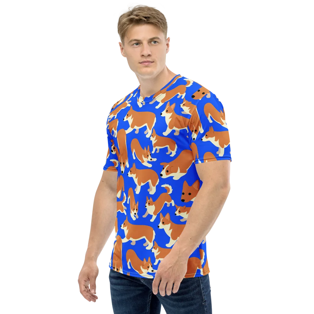 Blue Ribbon Herd on Men's Crew Neck T-Shirt — Left