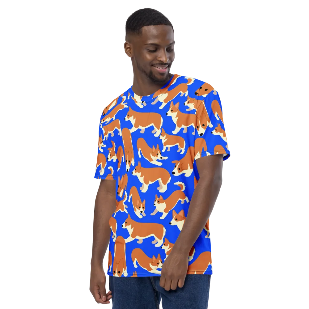 Blue Ribbon Herd on Men's Crew Neck T-Shirt — Left
