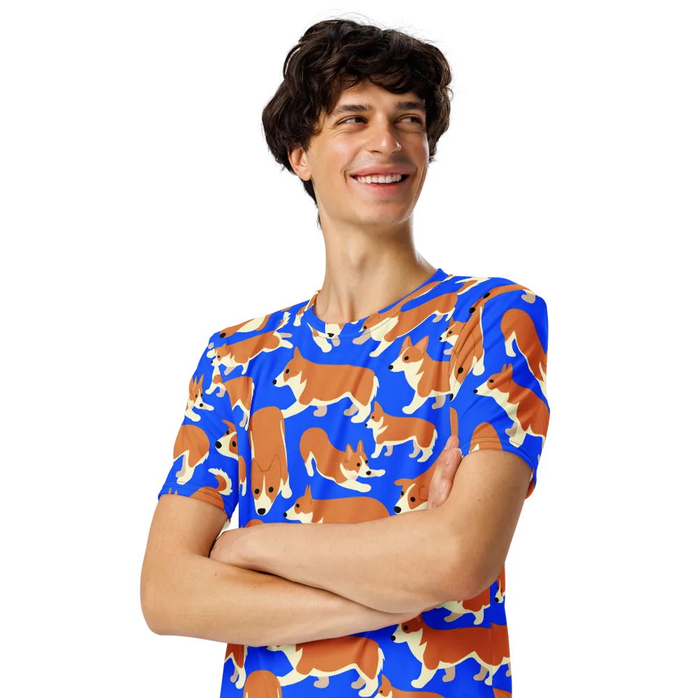 Blue Ribbon Herd on Men's Crew Neck T-Shirt — Left Front