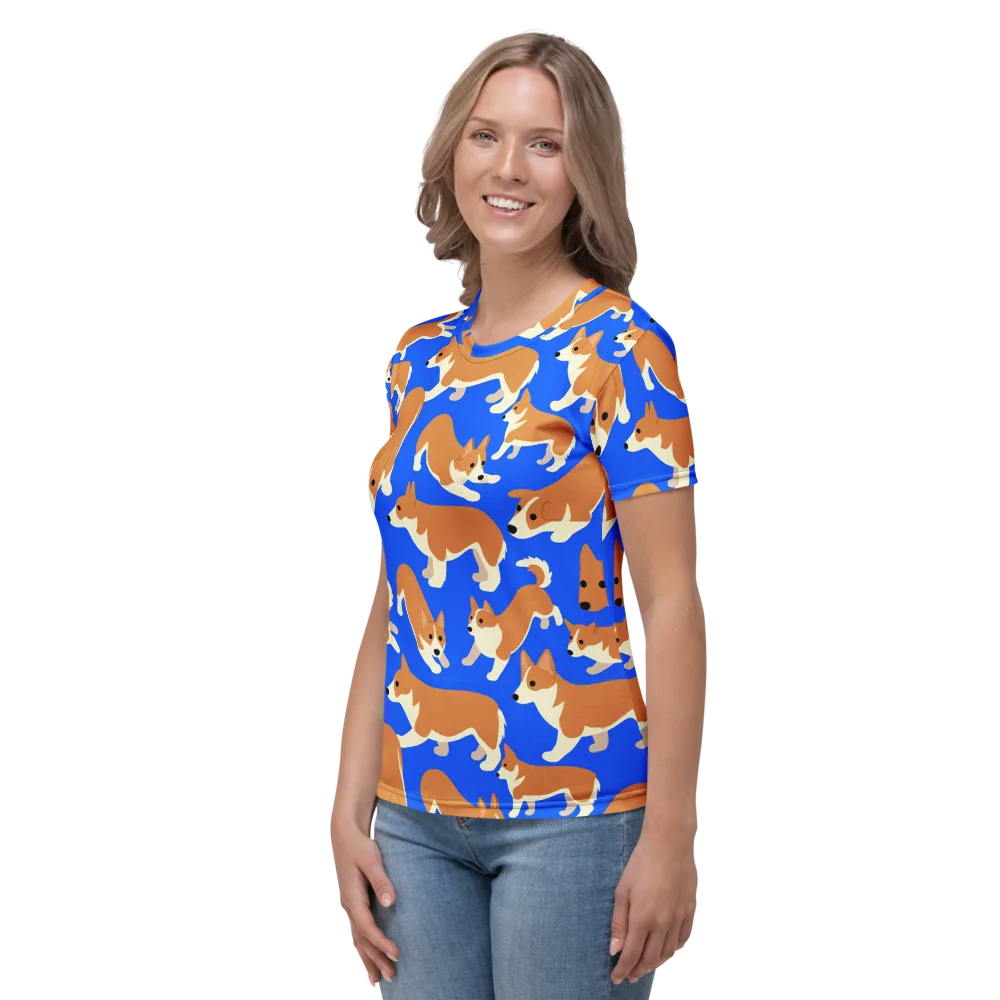 Blue Ribbon Herd on Women's Crew Neck T-Shirt — Left